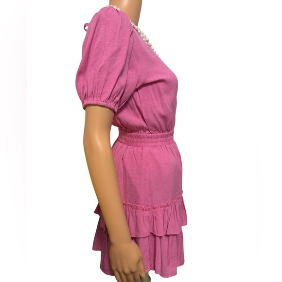 Item Ditto Pink Ruffled Short Sleeve Double Layer Dress- Size Small - Picture 3 of 12